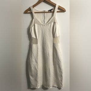 Express women’s Dress stretchy V-neck Sleevesless back zip up rib mesh beige. 6